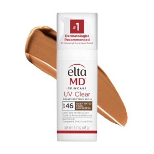 EltaMD UV Clear DEEP Tinted Face Sunscreen, Oil- Free DEEP Tinted SPF 46 Sunscreen with Zinc Oxide, Dermatologist Recommended Sunscreen, 1.7 oz Pump