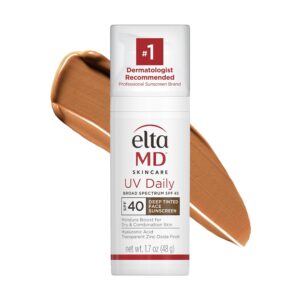 EltaMD UV Daily SPF 40 Tinted Face Sunscreen Moisturizer, DEEP Tinted Moisturizer for Face with SPF, Great for Dry, Combination, and Normal Skin
