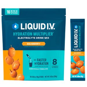 Liquid I.V.® Hydration Multiplier® - Seaberry - Hydration Powder Packets | Electrolyte Powder Drink Mix | 16 Servings (Packaging May Vary)