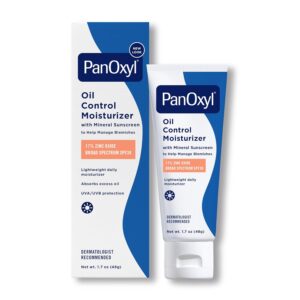 PanOxyl AM Oil Control Moisturizer, NEW Sheer Formula, Absorbs Excess Oil and Reduces Shine, with Mineral Sunscreen 1.7 oz (Packaing May Vary)