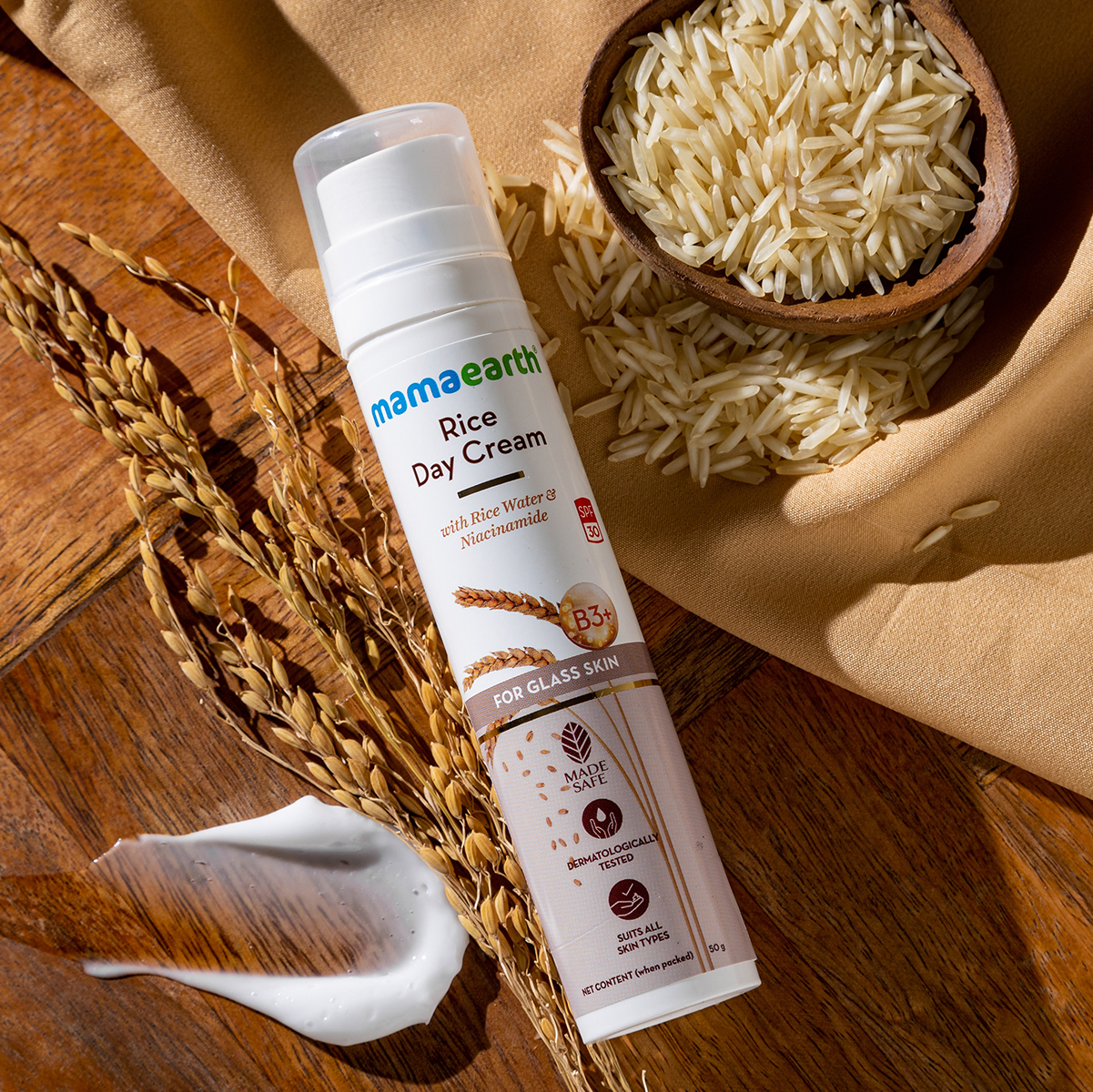 mamaearth Rice Day Cream With Rice Water & Niacinamide for Glass Skin – 50 g - Image 3