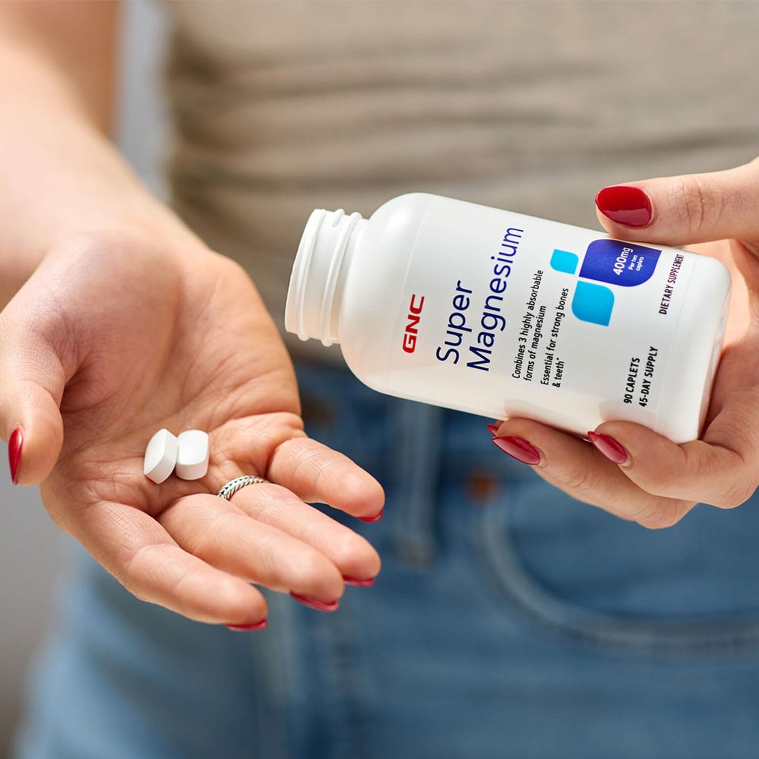 GNC Super Magnesium 400mg, 90 Caplets - Image 5