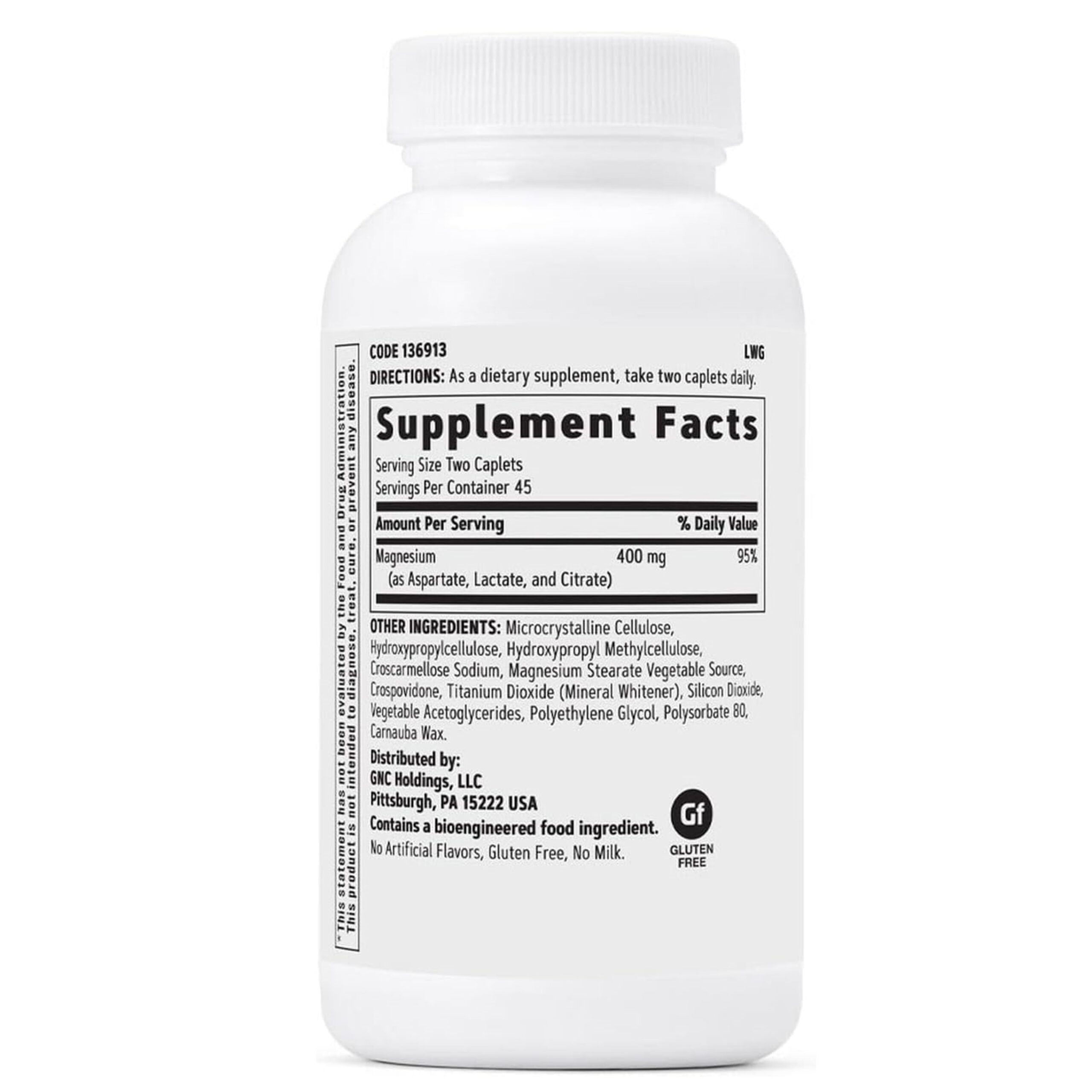 GNC Super Magnesium 400mg, 90 Caplets - Image 6