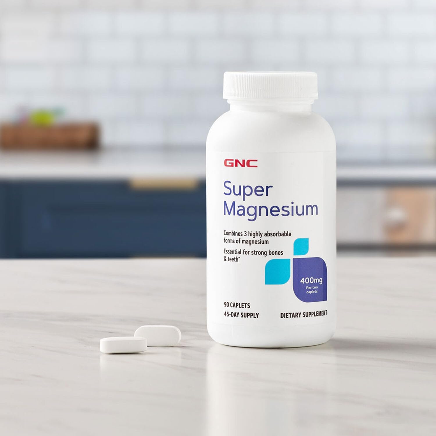 GNC Super Magnesium 400mg, 90 Caplets - Image 3