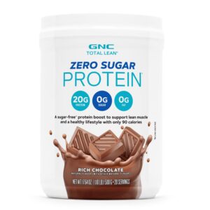 GNC Zero Sugar Protein Powder, 20G Protein, 17.64oz (20 servings)