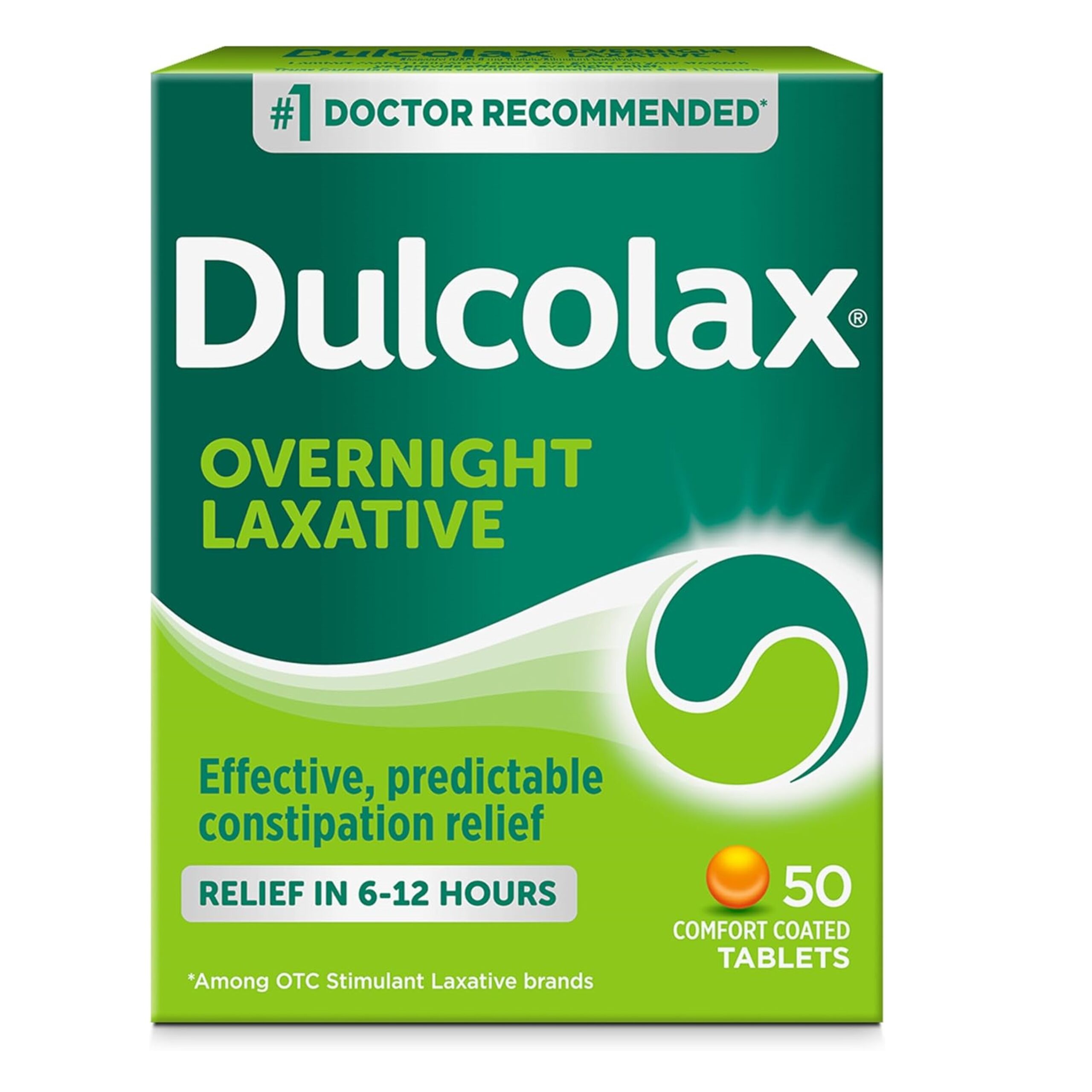 Dulcolax Stimulant Laxative Tablets, Predictable & Effective Constipation Relief, Relieves Straining & Bloating, Bisacodyl 5 mg, 50 Count