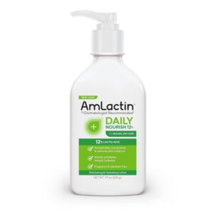 AmLactin Daily Moisturizing Lotion for Dry Skin – 7.9 oz Pump Bottle – 2-in-1 Exfoliator - Body Lotion with 12% Lactic Acid, Dermatologist-Recommended