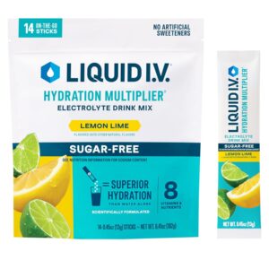 Liquid IV® Hydration Multiplier® Sugar-Free - Lemon Lime - Hydration Powder Packets | Electrolyte Powder Drink Mix | 14 Servings