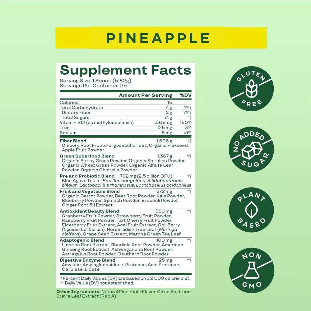 BLOOM NUTRITION Greens and Superfoods Powder - Pineapple - 25ct - Image 6