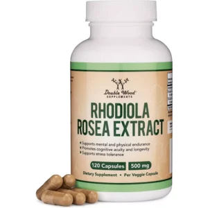 Double Wood Rhodiola Rosea Extract - 120 x 500 mg capsules  - Supports Endurance and Stress Relief