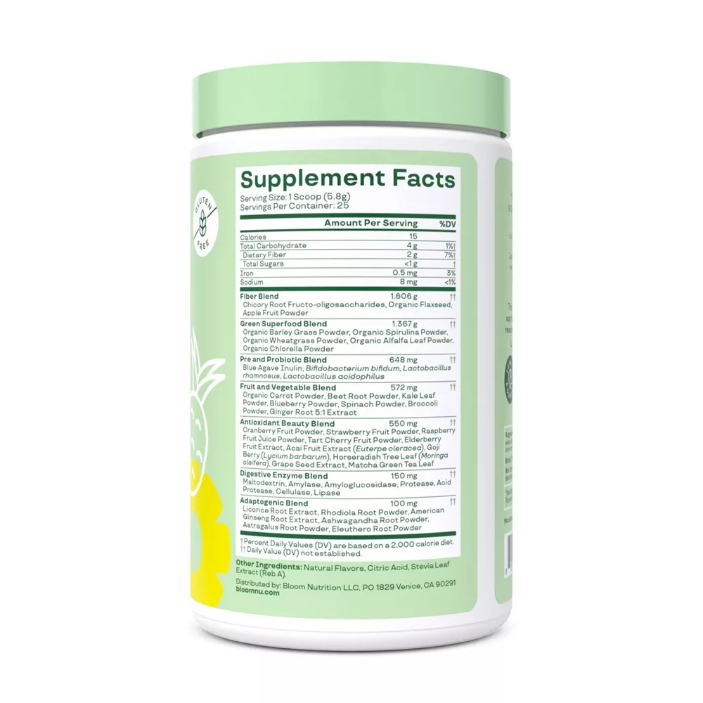 BLOOM NUTRITION Greens and Superfoods Powder - Pineapple - 25ct - Image 3