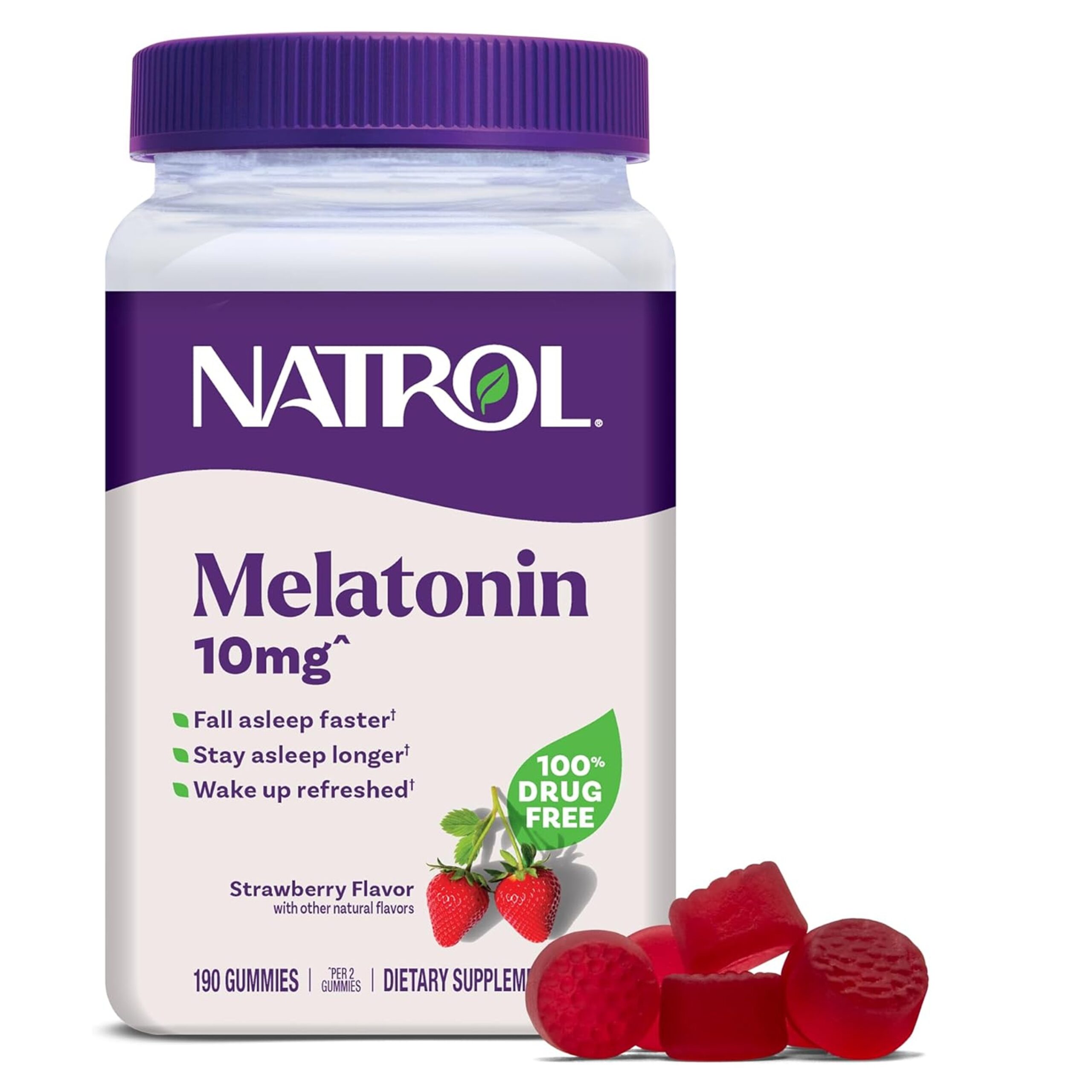 Natrol Melatonin Gummies, Sleep Support for Adults, Melatonin 10 mg, 140 Strawberry-Flavored, Up to 70 Days