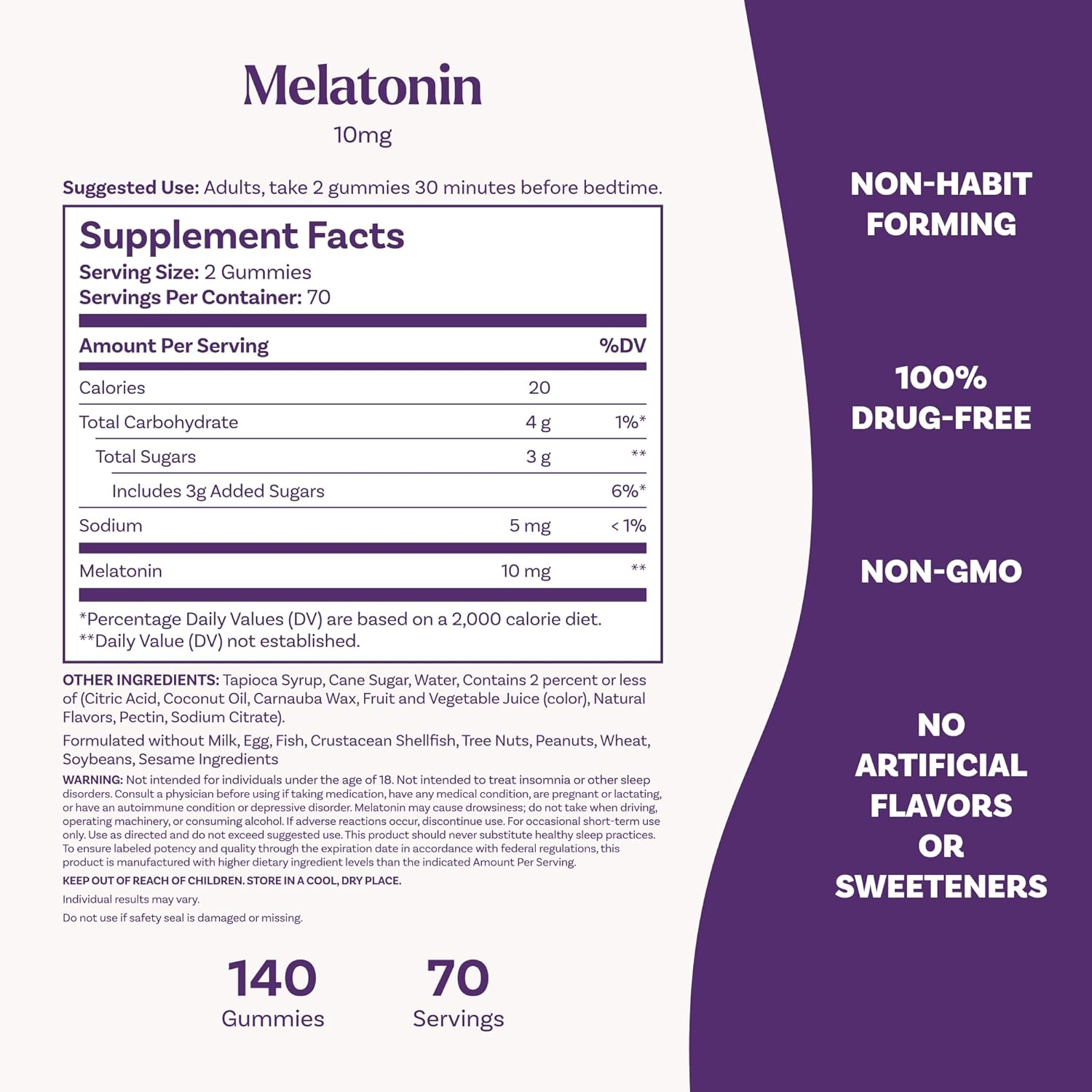 Natrol Melatonin Gummies, Sleep Support for Adults, Melatonin 10 mg, 140 Strawberry-Flavored, Up to 70 Days - Image 6