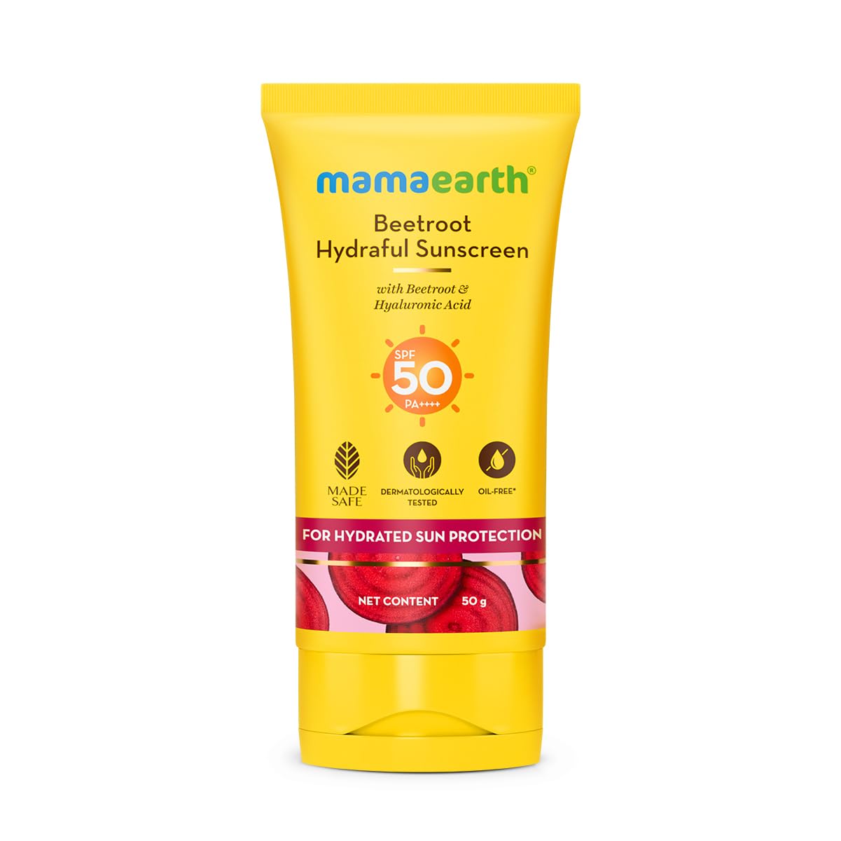 Mamaearth Beetroot Hydraful Sunscreen With Hyaluronic Acid – 50 g |SPF 50 & PA++++ | UVA & B Protection | Hydrates Skin | For Oily, Combination & Dry Skin | No white cast - Image 2