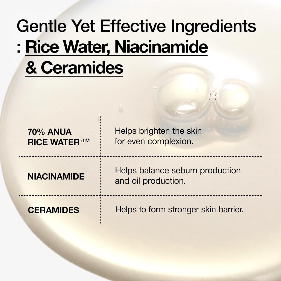 ANUA Rice 70 Glow Milky Toner, for Glass Skin and Brightening, Rice Water, Niacinamide, Ceramides, Panthenol, Fragrance-Free, Non comodogenic, Fungal Acne Safe, Korean Skin Care, 250ml/8.45fl.oz. - Image 6