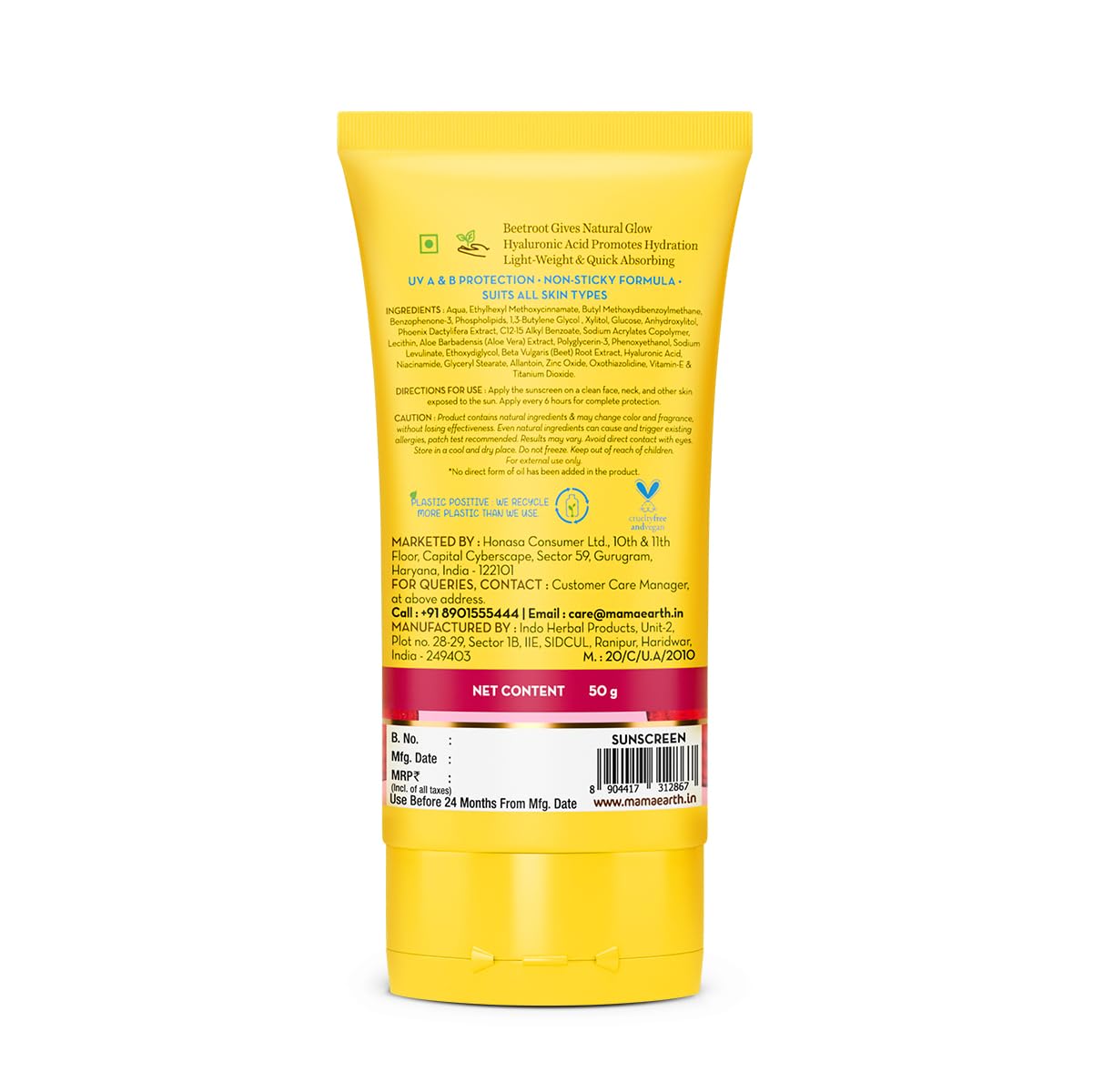 Mamaearth Beetroot Hydraful Sunscreen With Hyaluronic Acid – 50 g |SPF 50 & PA++++ | UVA & B Protection | Hydrates Skin | For Oily, Combination & Dry Skin | No white cast - Image 5