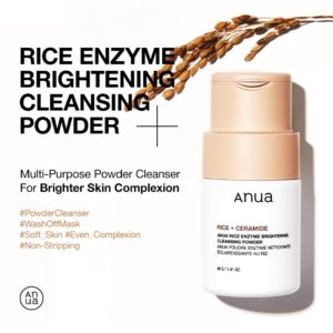 Alternative view of ANUA RICE ENZYME BRIGHTENING CLEANSING POWDER, Rice Mask, Ceramide, Gentle Face Wash for Brightening, Radiant Skin, Facial Cleanser for Dry Skin, Korean Skincare, Fragrance Free, 40g/1.41fl.oz.