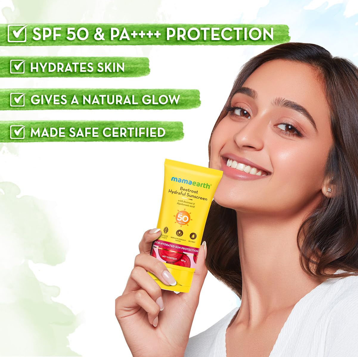 Mamaearth Beetroot Hydraful Sunscreen With Hyaluronic Acid – 50 g |SPF 50 & PA++++ | UVA & B Protection | Hydrates Skin | For Oily, Combination & Dry Skin | No white cast - Image 3