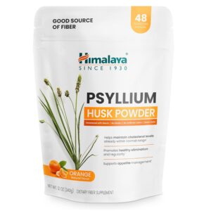 Himalaya Orange Psyllium Husk Powder, Daily Fiber Supplement for Regularity & Digestive Support, Sugar Free, Gluten Free, Vegan, No Artificial Colors, Easy-to-Mix,12 oz (340 g)