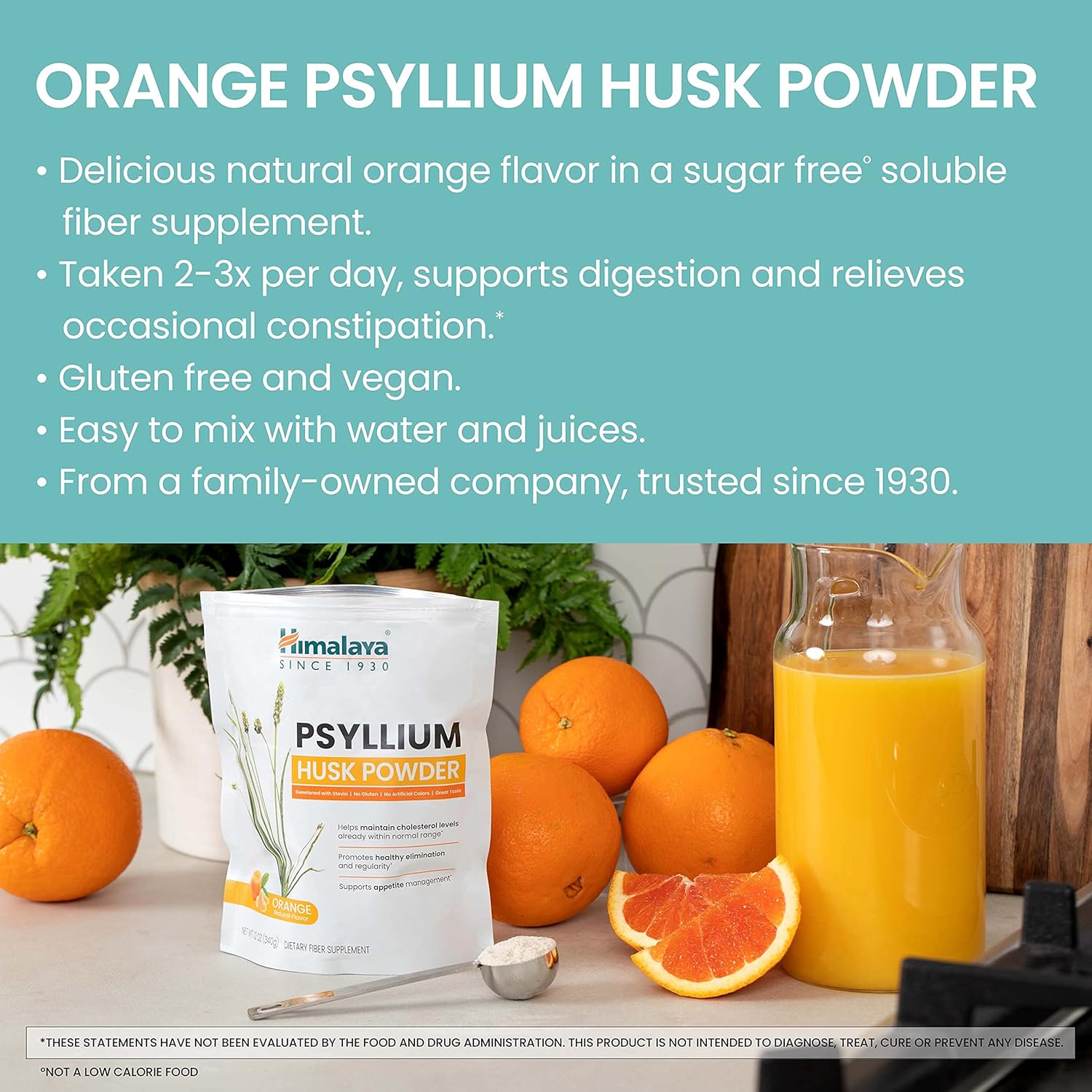 Himalaya Orange Psyllium Husk Powder, Daily Fiber Supplement for Regularity & Digestive Support, Sugar Free, Gluten Free, Vegan, No Artificial Colors, Easy-to-Mix,12 oz (340 g) - Image 5