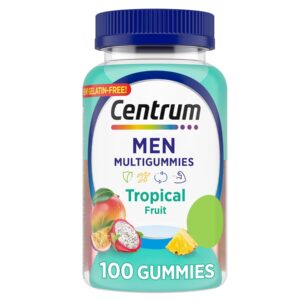Centrum Men's Multivitamin Gummies, Tropical Fruit Flavors Made from Natural Flavors, 100 Count, 50 Day Supply