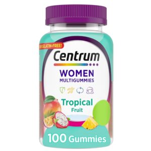 Centrum Women's Multivitamin Gummies, Tropical Fruit Flavors Made from Natural Flavors, 100 Count, 50 Day Supply
