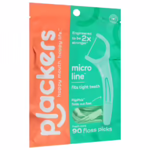 Plackers Micro Line Dental Floss Picks, Fold-Out FlipPick, Tuffloss, Fresh Mint Flavor 90ct
