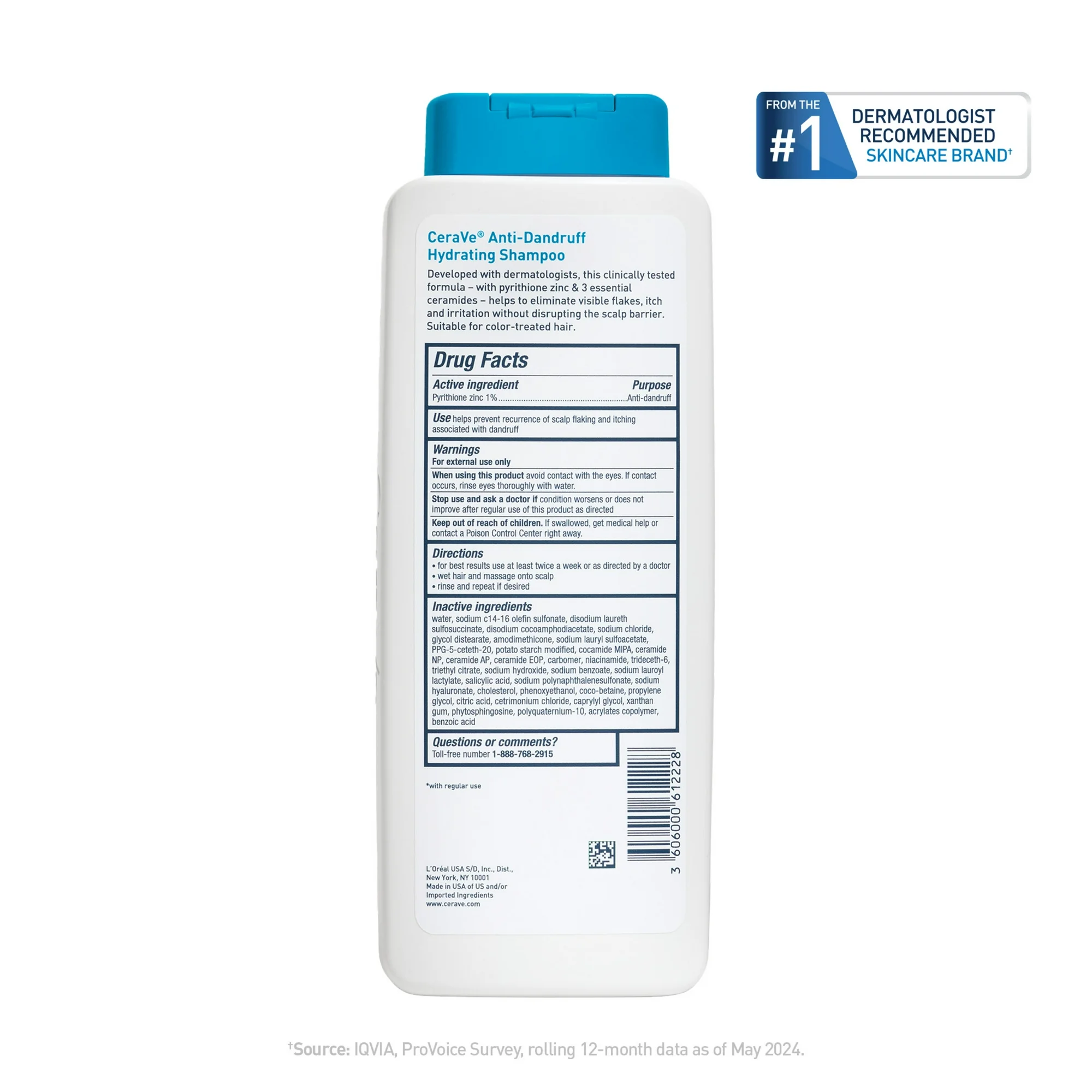 CeraVe Hydrating Anti-Dandruff Shampoo, Fragrance Paraben & Sulfate Free, All Hair Types, 12 fl oz - Image 10