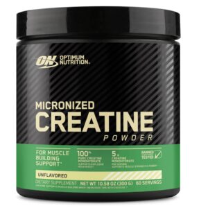 Optimum Nutrition Creatine 300g      Muscle Size, Strength & Performance     5 Grams of Pure Creatine Monohydrate per Serving     Helps Support ATP Recycling & Explosive Movements¹ ³     Zero Calories & Zero Carbohydrates