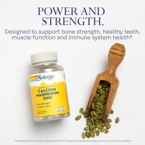 Alternative view of SOLARAY Calcium Magnesium Zinc Supplement - with Calcium 1000mg, Magnesium 500mg - Bone Health, Muscle Function, Heart Health and Immune Support - Vegan, 60 Day Guarantee, 25 Servings, 100 VegCaps