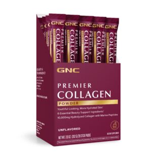 GNC Premier Collagen Powder, Unflavoured 10,000mcg Collagen x 20 Stick Packs