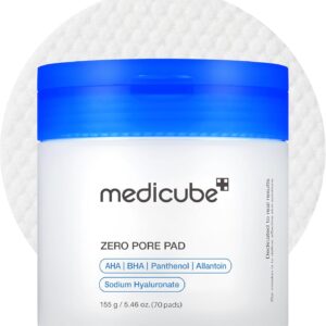 Medicube Zero Pore Pads, Dual-Textured Facial Toner Pads for Exfoliation and Pore Care with 4.5% AHA Lactic Acid & 0.45% BHA Salicylic Acid, Ideal for All Skin Types,(70 Pads)