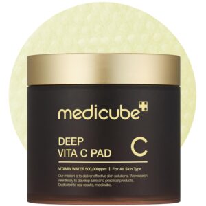 Medicube Deep Vita C Facial Pads, Vitamin C Toner Pads for Uneven Skin Tone, 500,000PPM of Vitamin Water & 3 Types of Vitamin, Hydrating & Resurfacing (70 Sheets)