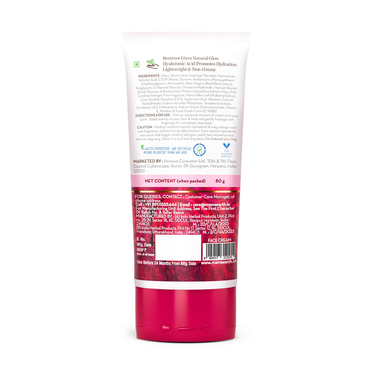 MAMAEARTH Beetroot Daily Glow Face Cream With Beetroot & Hyaluronic Acid 80g - Image 6
