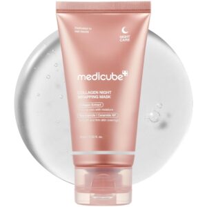 medicube Collagen Overnight Wrapping Peel Off Facial Mask Pack - Elasticity & Hydration Care, Reduces Sagging & Dullness - Hydrolyzed Collagen For Glowing Skin 2.53 fl.oz