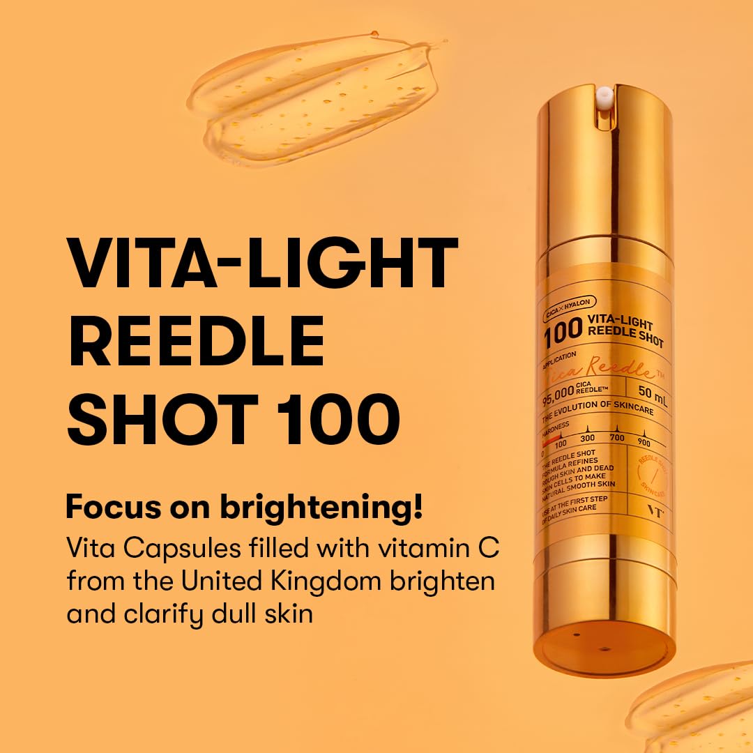 VT Cosmetics Vita-Light Reedle Shot 100, Serum with Vitamin C Capsules, Vitamin E, Hydrating Care, Korean Skincare for Sensitive Skin 1.69Fl Oz( - Image 3