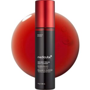 medicube Red Body Peeling Shot, Body Spray Cleanser for Strawberry skin, AHA + BHA + Succinic Acid Helps Reduce Body Breakouts and Bumpy Skin, Smoothing and Exfoliating, 3.88 oz.