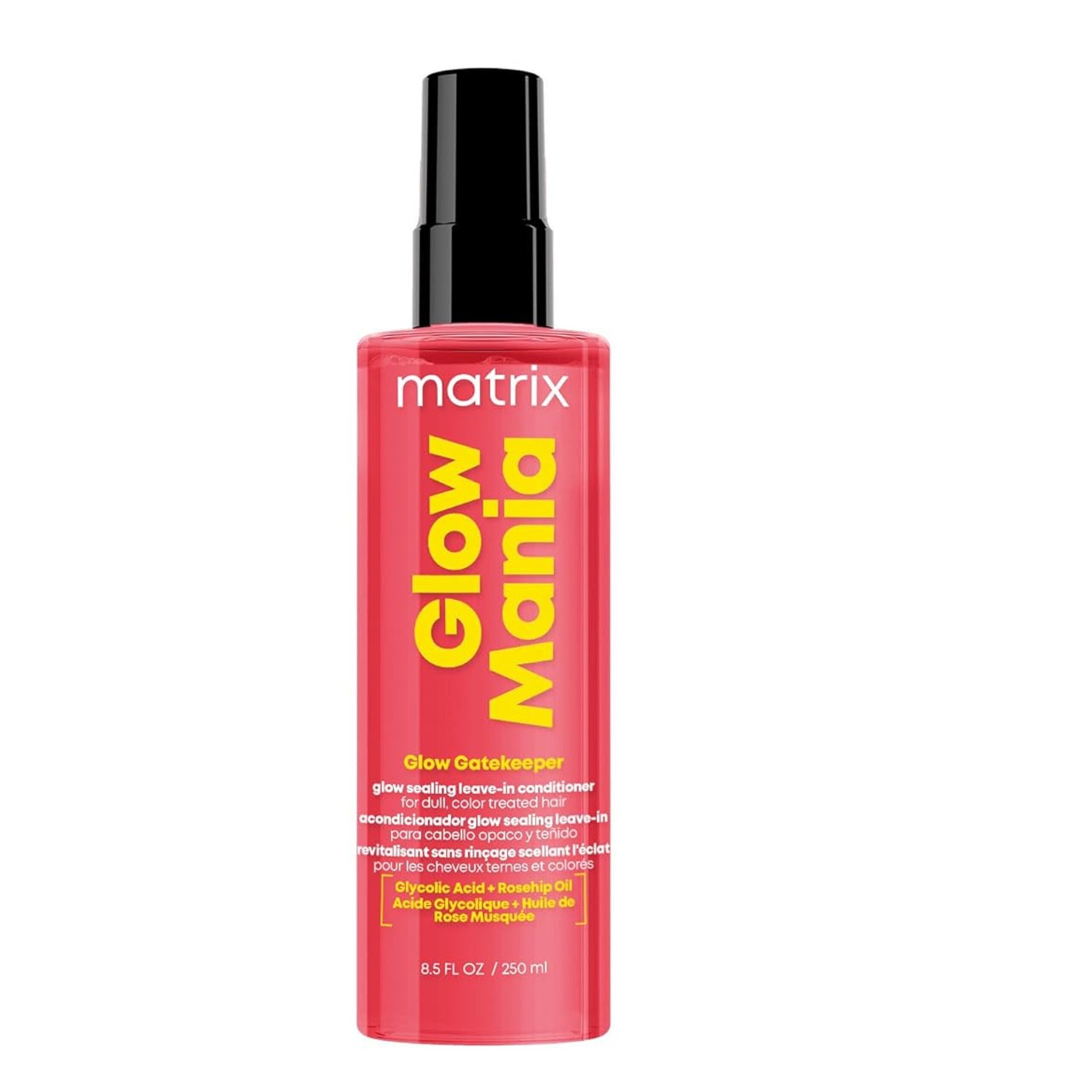 Matrix Glow Mania Glow Gatekeeper Glow Sealing Leave In Conditioner - Heat Protects and Adds Shine, Glycolic Acid & Rosehip Oil, For Dull & Color-Treated Hair, 8.5 Fl Oz