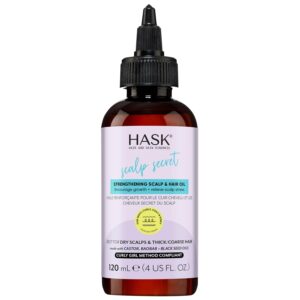 HASK Texture Series Strengthening Scalp & Hair Oil with Castor, Baobab & Black Seed Oils for Curly, Coily & Kinky Hair, Gluten-Free, Sulfate-Free, Cruelty-Free – 4 fl oz