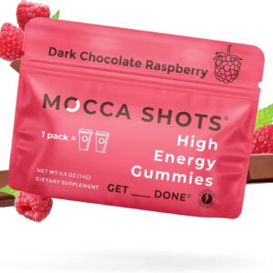 Seattle Gummy Company Caffeine Energy Gummies,Raspberry Chocolate Mocca Energy Chews, Nootropic, Vegan, Plant-Based, Gluten Free, 200mg Caffeine, 2-Pack