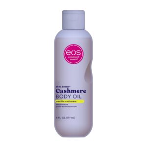 eos Cashmere Body Oil, Vanilla Cashmere, 24 Hour Moisture, Plant-Based Squalane to Soothe, Soften And Smooth Dry Skin, 6 fl oz