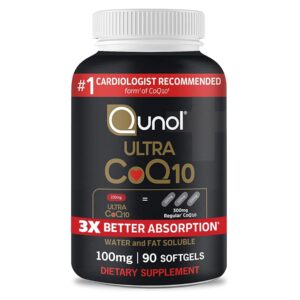 Qunol Ultra CoQ10 100mg Softgels- 3x Better Absorption, Antioxidant for Heart Health & Energy Production, Coenzyme Q10 Vitamins and Supplements, 60 count