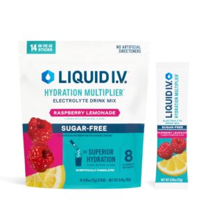Liquid IV Hydration Multiplier Sugar-Free - Raspberry Lemonade | Electrolyte Powder Drink Mix | 1 Pack (14 Servings)