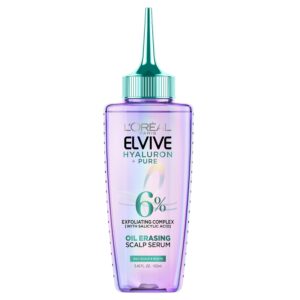 L'Oreal Paris Elvive Hyaluron + Pure Oil Erasing Scalp Serum with Salicylic Acid For Oily Hair, 3.45 Fl Oz