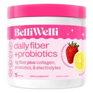BelliWelli Fiber, Probiotics, Collagen, Electrolyte, Powder - Strawberry Lemonade - 16 servings