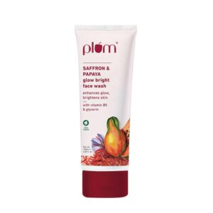 Plum Saffron & Papaya Glow Face Wash | Enhances Skin | With Vitamin B5 | Fights Dull Skin | Non-Drying, Gel-Based, Sulphate-Free Face Wash | For All Skin Types | 100% Vegan