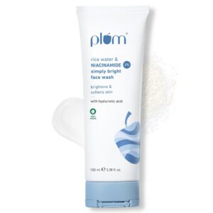Plum 2% Niacinamide Simply Bright Face Wash With Rice Water | Brightens Skin, Helps Fade Blemishes |  100% Vegan | 100 ml
