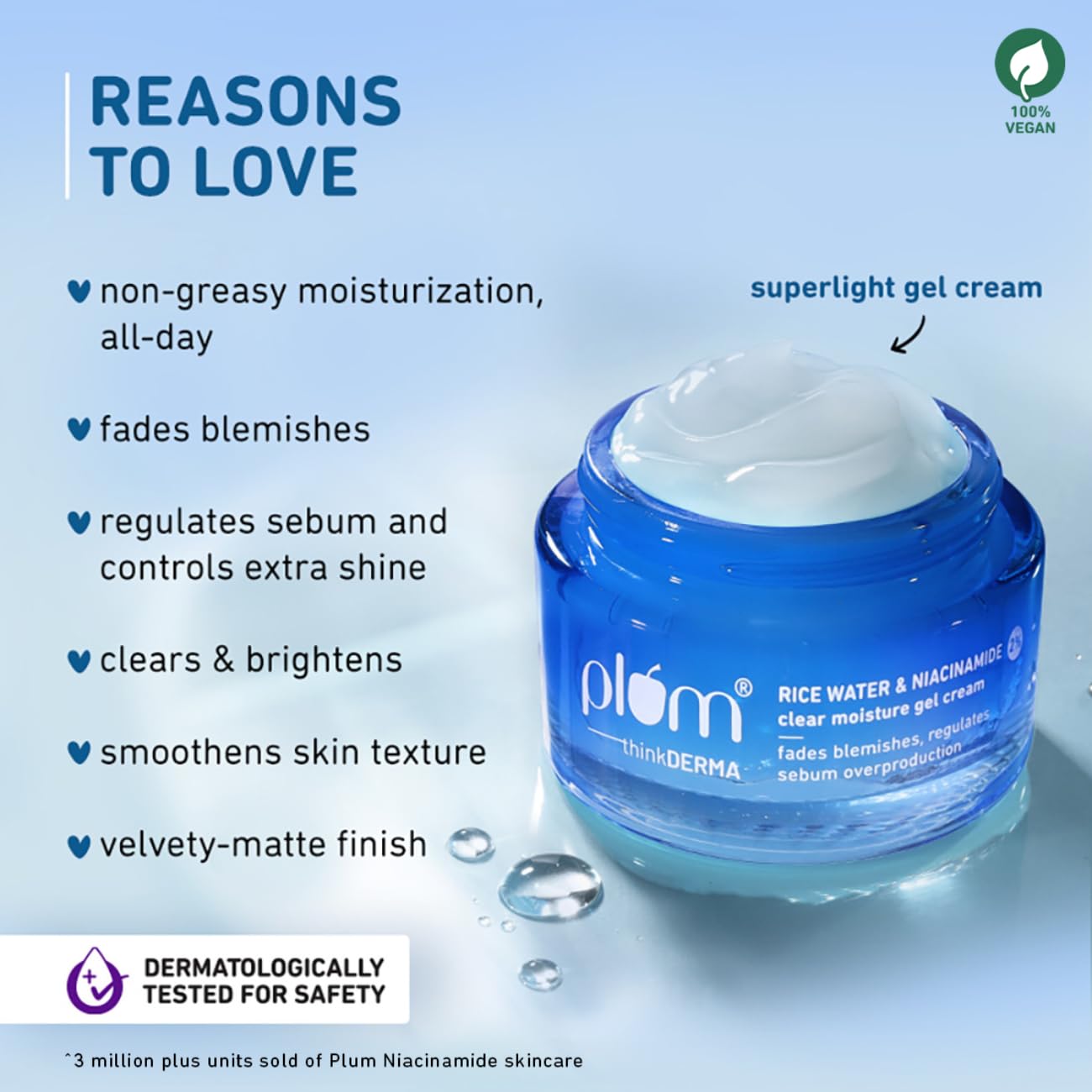 Plum 2% Niacinamide & Rice Water Superlight Gel Cream Moisturizer for Face |100% Vegan | 50 g - Image 5