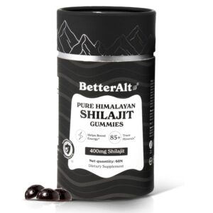 BetterAlt Pure Himalayan Shilajit Gummies with 100% Shilajit |High Potency Gold Grade| 60 Gummies for Energy Boost & Immune Support, 75%+ Fulvic Acid| Travel Friendly - Tamarind Flavor