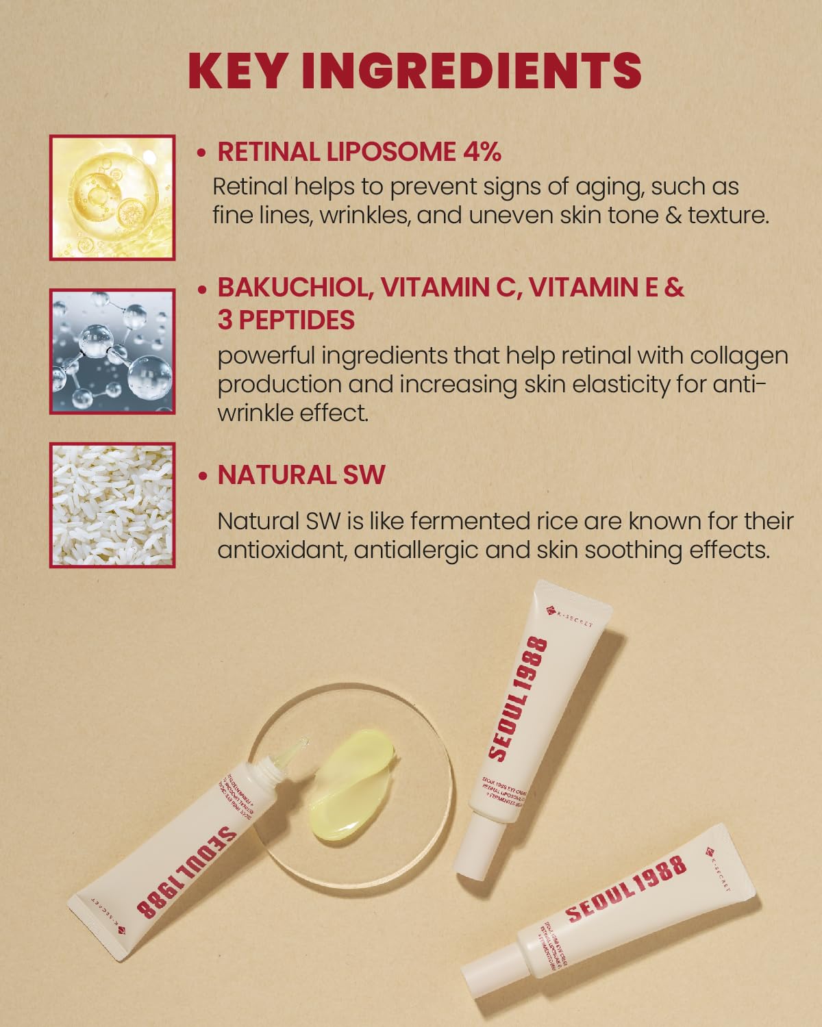 KSECRET SEOUL 1988 Eye Cream : Retinal Liposome 4% + Fermented Bean, 30ml/1.01 fl.oz. - Image 5